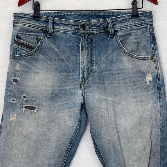 Y2K Diesel Mens Krayver 0827X Regular Slim Jeans Pants Sz 31x32 Distressed - Picture 3 of 11